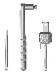Separate front view of the three screw-retrieval instruments