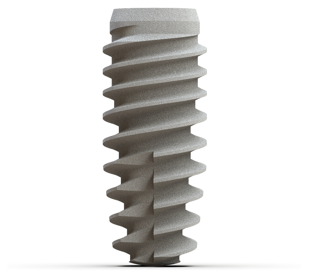 T6 Torq titanium dental implant with a threaded body and SLA surface